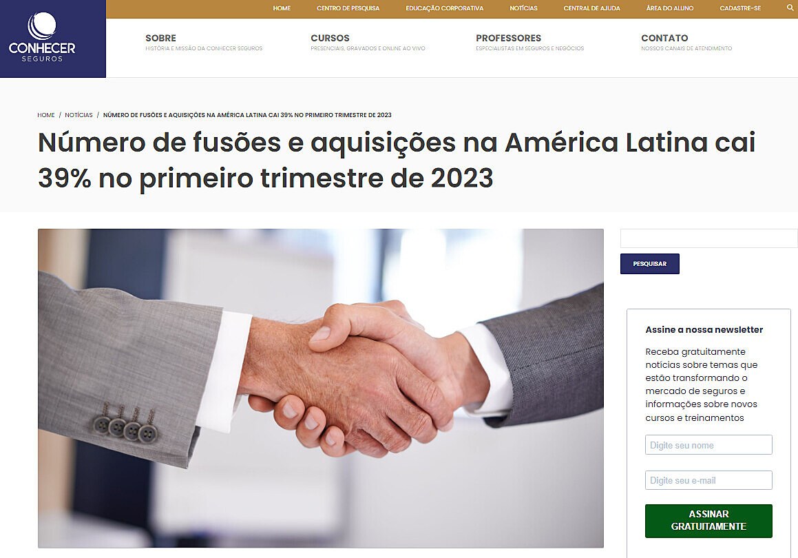 Nmero de fuses e aquisies na Amrica Latina cai 39% no primeiro trimestre de 2023